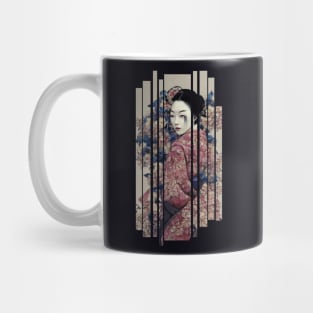 Beautiful japanese geisha with flowers Mug